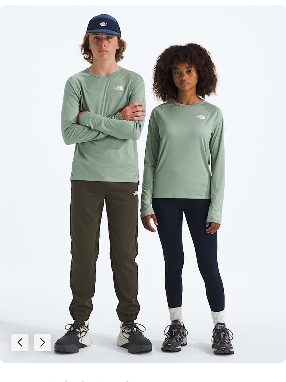 The North Face Teens' Long-Sleeve Performance Tee in Sage Green